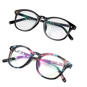 CREEK Unisex Blue Light Blocking Blue Cut Anti Glare Round Glasses Combo Pack Of 02 for Eye Protection from UV by Computer/Tablet/Laptop/Mobile