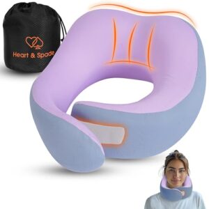 Heart & Spade Unique Quick Velcro Locking Travel Neck Pillow – Pure Memory Foam – 360°Support – Unique Blended Cotton Fabric – Lightweight Travel Pillow for Long Distance Flights – Flight pillow(Pink)