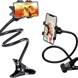 SWAPKART Flexible Mobile Stand Holder Metal Built -for Video Table Online Class Home Office Gift Desktop Heavy Duty Foldable Lazy Bracket Clip Mount Multi Angle Clamp for All Smartphones (Pack of 2)