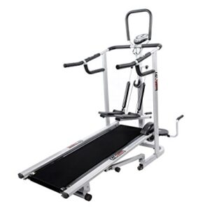 Life Line Fitness LT 203 4 in 1 Foldable Manual Treadmill for Home Use Jogger, Twister, Stepper and Push-up Bar - Non-Slip Surface Non-Electric 3 Level Incline - Free Assistance for Installation