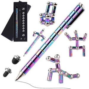 GDNK Rainbow Color Magnetic Toys Pen | Decompression Magnetic Metal Pen | Multifunction Writing Magnet Ballpoint Pen | Fidget Cool Gadgets Toys Gifts For Kids Boy Girls Friends (Rainbow)