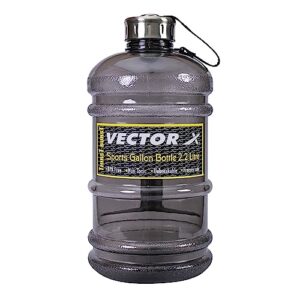 Vector X Sports Water Bottle for Gym, Protein Shaker Bottle, Gallon Water Bottle (2.2 LTR) BPA-Free, Unbreakable, Freezer Safe (Black)