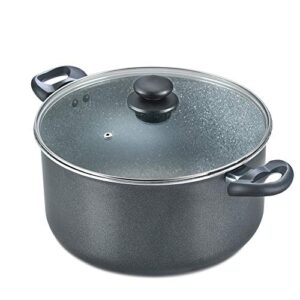 Prestige Omega Deluxe Granite Stock Non Stick Pot with Lid,28Cm Black,8.5 Liter