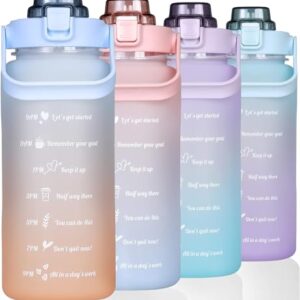 TEKCOOL Water Bottle For Office, Gym, Travel, Sports Leakproof 2 Liter Bottle With BPA-Free Plastic Included Silicone Pipe (Blue Orange)