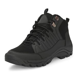 Leo's Fitness Shoes Mens Light Weight Antislip Outdoor Boots For Trekking Hiking & Other Outdoor Activities, Black, Size_10
