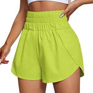 Chuongkaiye® Women's Summer Elastic Waist Loose Fit Sports Shorts for Running, Fitness & Outdoor Use | Light Green-M