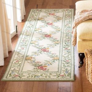Luxurious Carpets French Collection Handmade Hand-Hooked Premium Woolen & Blend Carpet for Living Room Bedroom and Hall with 1" Inch Thickness 2 x 6 feet Color