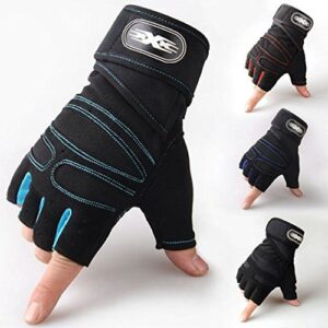 Leosportz Weight Lifting Wrist Support Gym & Fitness Gloves (Free Size, Blue, Black)