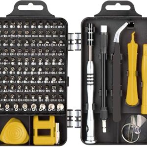 Tukzer 112 in 1 Professional Precision Screwdriver Set, Multi-Function Electronics & Household Repair Tool Kit with Aluminum Handle,Magnetic Bits for Smartphones,Laptops,Watch,ipad,Glasses,Camera-YEL