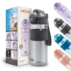 Milton Captain Unbreakable Plastic Water Bottle 850 ml – Sip Plus Gulp, BPA-Free & Leak-Proof, with Hand Strap, Ideal for Gym Workouts, Outdoor Adventures, School & Office – Durable & Convenient,Black