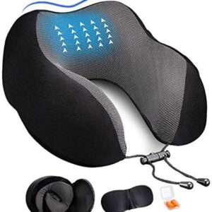 Adofys Travel Pillow Premium Memory Foam, Comfortable & Supportive Neck Pillow, Pain Relief Sleeping Neck Pillows for Travel, Airplane Pillow for Sleeping Airplane, Car, Office and Home
