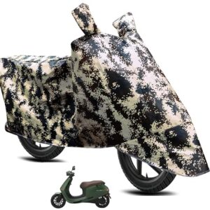 Auto Hub Waterproof Scooty Body Cover Compatible with Ola Electric S1, Coated, Mirror Pocket, Belt Buckle Forest