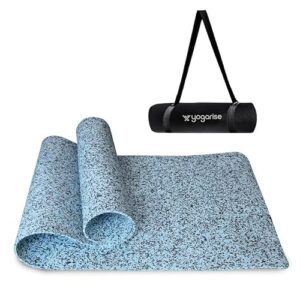 Yogarise 6mm Anti-Skid Yoga Mat with Carry Bag For Home Gym & Outdoor Workout, Water-Resistant, Super Soft, Easy to Fold (Marble Blue)