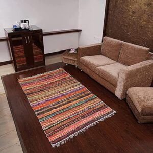 DSOM Handmade Washable Cotton Floor Mat, Dari, Rug, Door Mat, Carpet Rug Decorative Dari, (4.00x6.00 Feet, Multicolor)