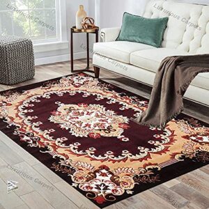 Luxurious Carpets Beatiful Floral Design Velvet Touch Carpet for Living Room and Bed Room with 1 inch Thickness - (4 x 5 Feet) Colour Multi