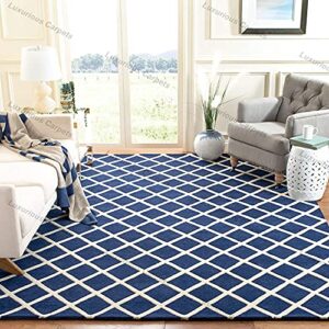 Luxurious Carpets Carousel Collection Handmade Chevron Premium Woolen & Blend Carpet for Living Room, Bedroom and Hall 10 x 12 Feet Color Multi