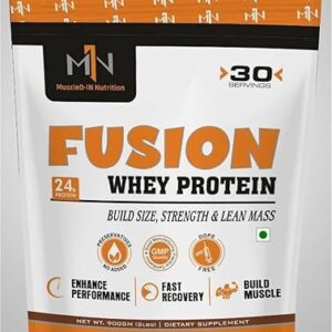 MuscleD-IN Nutrition Fusion Whey Protein 2lbs (900g) – Cookies N Cream | 24g Protein per Serving | Build Muscle, Strength & Lean Mass | Fast Recovery