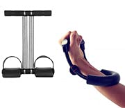 Athletes Choice, Pack of 2 Combo, 1x Wrist Excercise Gym Workout Equipment, 1x Double Band Tummy Trimmer and Body Stretching, Adult Best in Sports & Fitness Equipment, Trusted by DR.-BlackSIlver2