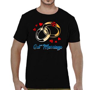Men's Getting Marriage Cotton Graphic Printed Round Neck Half Sleeves Tshirt. Trendy, Trending Tshirts, Offer, Discount, Sale. (BZR_Sale-TVP-Male-2XL-GetMar-1-Black)