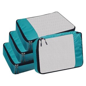 TRIP ON GO Packing Cubes For Travel Essentials Luggage Clothes Bra Makeup Shoes Pouches Travelling Storage Bags Suitcase Organizer Set, Polyester (Large- Pack of 4, Airport Blue)