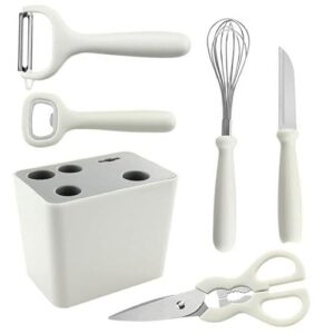 Hocimit 6 pcs Kitchen Gadgets Set, Kitchen Scissors, Set with Kitchen Utensil Holder, Paring, Whisk, Bottle Opener, Peeler- Home Kitchen (Multicolor)