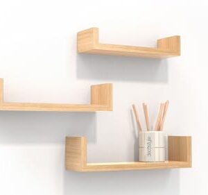 DECOSTYLE Wall Shelves for Living Room Wall Mounted Book Shelf, Hanging Shelf for Room, Wall and Home Decor Items | Storage Organizer U Shape Corner Wall Shelf | Set of 3 (Urban Teak)