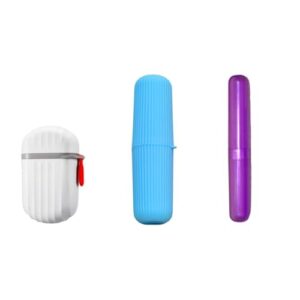 Travel Essentials Combo Bundle (3-in-1) – Capsule Toothbrush Holder, Leak-Proof Soap Box & Antibacterial Toothbrush Covers – Portable, Hygienic & Space-Saving for Home, Gym, Camping, Travel