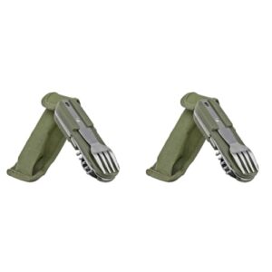 Proberos® Plastic 7 in 1 Camping Cutlery Picnic Hiking Trekking Outdoor Tableware Combination Detachable Spoon Fork Folding Cork Opener Can Opener 2PCS