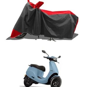 ROMEIZ - Two Wheeler - Scooty - Bike Cover for Ola S1 Electric Scooter Cover with Water-Resistant and Dust Proof Premium 190T Fabric_Red Stripe Large