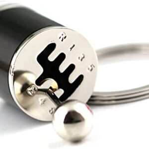 HEAVY DRIVER Alloy 6Speed Creative Auto Part Model Gear Box Keychain Chrome Six-Speed Manual Transmission Shift Lever Keyring Key Chain Turbo Car Gear Shift Stick Knob Keyfob - (Black)