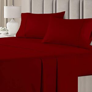 Pure Dreams-Hotel Luxury Bedsheet Set 5 PC-100% Egyptian Cotton, 300 TC, Zipper Closure Duvet Cover, Fitted Sheet with 8" Snug Fit-Ultra Soft & Durable-Burgundy Solid, King Size