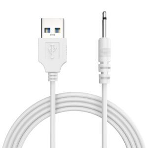 Sounce 2.5mm Jack USB to DC Charging Cable | 2.5mm to USB Power Cord for Toys, Beauty Devices, Massagers & More | 80cm Durable Charging Cable (White)