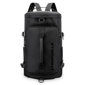 STRAPVILLA Gym Bag for Men with Shoe Compartment | Gym Bag for Women Workout | Duffle Bags for Gym | Football & Gym Duffle Sports Bag for Boys | Travel Duffel Bag for Men - Jet Black