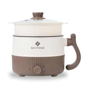 SKYTONE Multipurpose Electric Kettle With Ceramic Coating 2L | Non-Stick Hotpot Cooker For Boil, Steam, Fry, Saute | Multi Cooker Kettle For Water, Milk, Egg, Tea, Soup, Babyfood, Rices (Beige)
