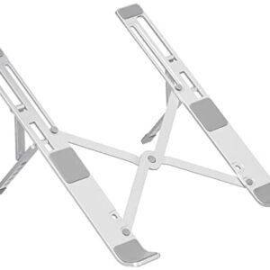 amazon basics Laptop Stand, Height-Adjustable, Foldable, Portable, Ventilated, Fits Up to 15.6-Inch Laptops (Aluminium Alloy, Silver)