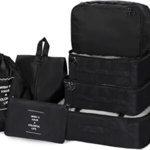 Gadget Deals-7 in 1- Travel Organizer | travel organizer pouch |for clothes | travel kit for toiletries | travel pouches for women | 3 Packing Cubes + 3 Pouches + 1 Toiletry