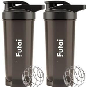 Futai Protein Shakers, Black, 23.7 fl oz (700 ml), Set of 2