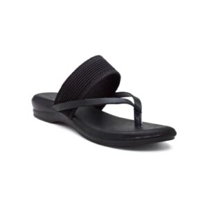 SNEAKERSVILLA Women's Fashion Sandals Leather Comfortable & Stylish Sandals (Black, 3)