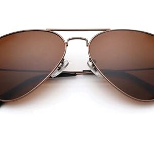 Classic Aviator Sunglasses, Brown Metal Frame, Gradient Brown Lenses