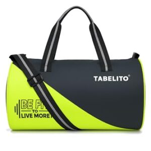 FIT-GO Duffle Sports Travel Gym Bag 30 Litre Water-Resistant Shoulder Strap Bags for Men & Women neon+Grey