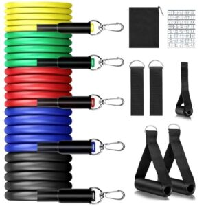 Home Gym Workout Kit by VIULVUK | 11-Piece Resistance Band for Men & Women | Rubber Fitness Bands with Toning Tubes, Door Anchor, Handles, Ankle Straps & Carry Bag for Full Body Exercise & Stretching