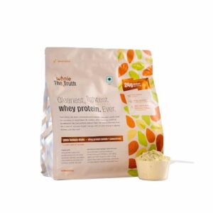The Whole Truth Whey Protein Isolate+Concentrate | Pista Badaam Shake 1 kg (2.2 lbs) | 24g Protein/Scoop| 4.7g BCAA | 100% Authentic Whey | Real Pista Badaam Flakes | No Artificial Flavors