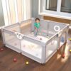 Baybee kids playpen with safety lock and suction cup – 132x132 CM baby play area for indoor and outdoor use"
