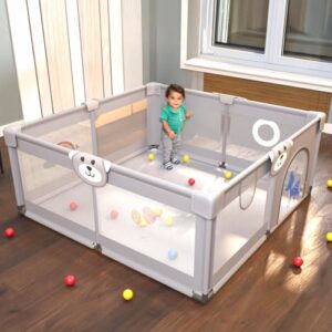 Baybee kids playpen with safety lock and suction cup – 132x132 CM baby play area for indoor and outdoor use"