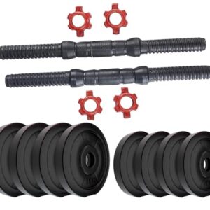 SIMRAN SPORTS Dumbbell Set, 8Kg Adjustable Dumbbell Set With 1 Pair of Adjustable Red Dumbbell Rods with PVC Dumbbell Plates, Home Gym Combo, Exercise & Fitness Sets