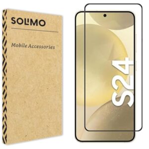 Amazon Brand - Solimo Smartphone Tempered Glass Screen Protector Compatible for Samsung Galaxy S24 5G with Edge to Edge Coverage and Easy Installation Kit Clear