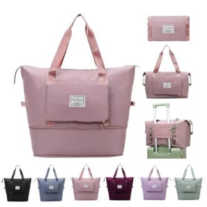 JD FRESH 1 Layer Nylon Vanity Travelling Bag for Women/Convertible Travel Luggage/Duffle Bags/Foldable-Expandable Handbags/Waterproof Travel Companion(Sakura Pink)