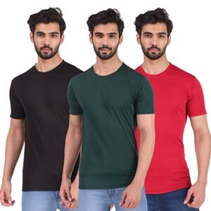 London Hills Polyester Solid Men Round Neck Multicolor Half Sleeve Slim Fit T-Shirt