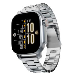 Vibez by Lifelong Premium Luxury New Launch Smart Watch for Men - 60 Day Battery 950mAH - 2.02 Ultra HD Display & 900 NITS Men's Smartwatch - Stainless Steel Dial & BT Calling (Pacific,Silver)