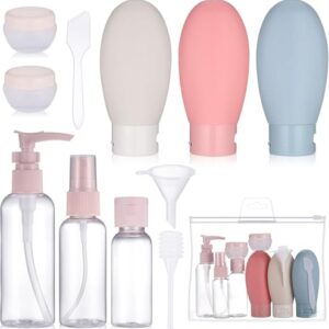 GaxQuly Travel Bottles Kit for Toiletries Organizer Leak Proof Refillable Squeezable Containers Set with Clear Storage Bag for Lotion Shampoo Conditioner Cosmetic Shower Gel Hand Wash (11pcs)